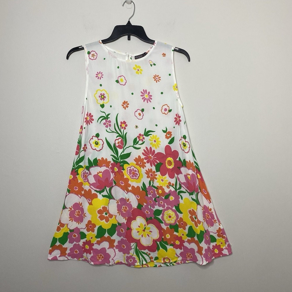 Mister Zimi Tina Lightweight Dress White Meadow Floral Sleeveless A-Line Size 8 - Picture 2 of 15
